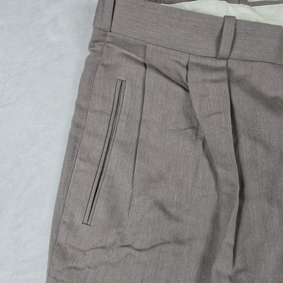 Men's Pleated Cuffed Dress Pants Size 36x29 Beige Taupe USA Made - Picture 4 of 8